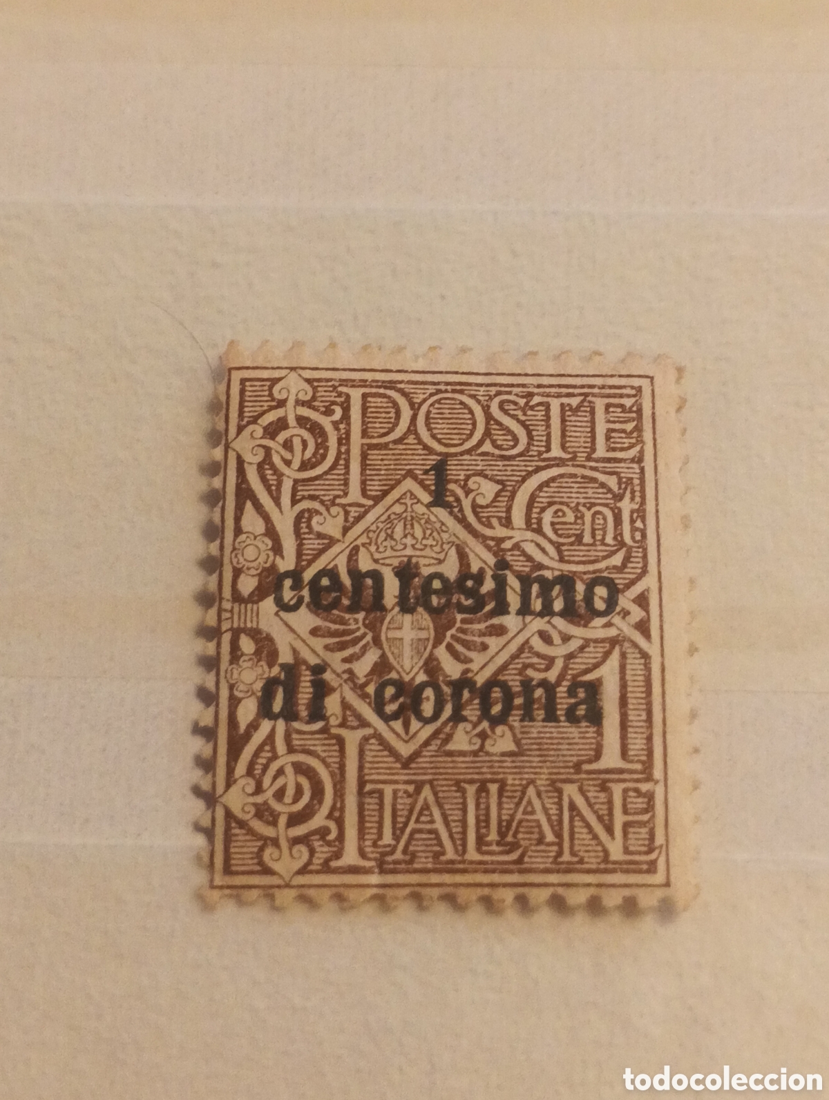 Sellos: Italia 1919 - Ocupaci&oacute;n de Trento y Trieste, 1 Centesimo di Corona - Sassone N&ordm; 23 / Yvert N&ordm; 2 MH