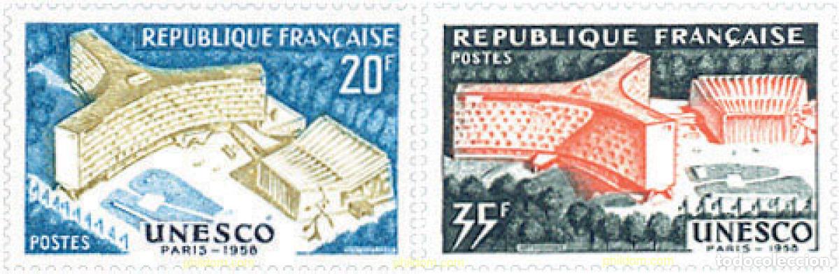 Sellos: 121614 MNH FRANCIA 1958 INAUGURACION DEL PALACIO DE U.N.E.S.C.O., EN PARIS