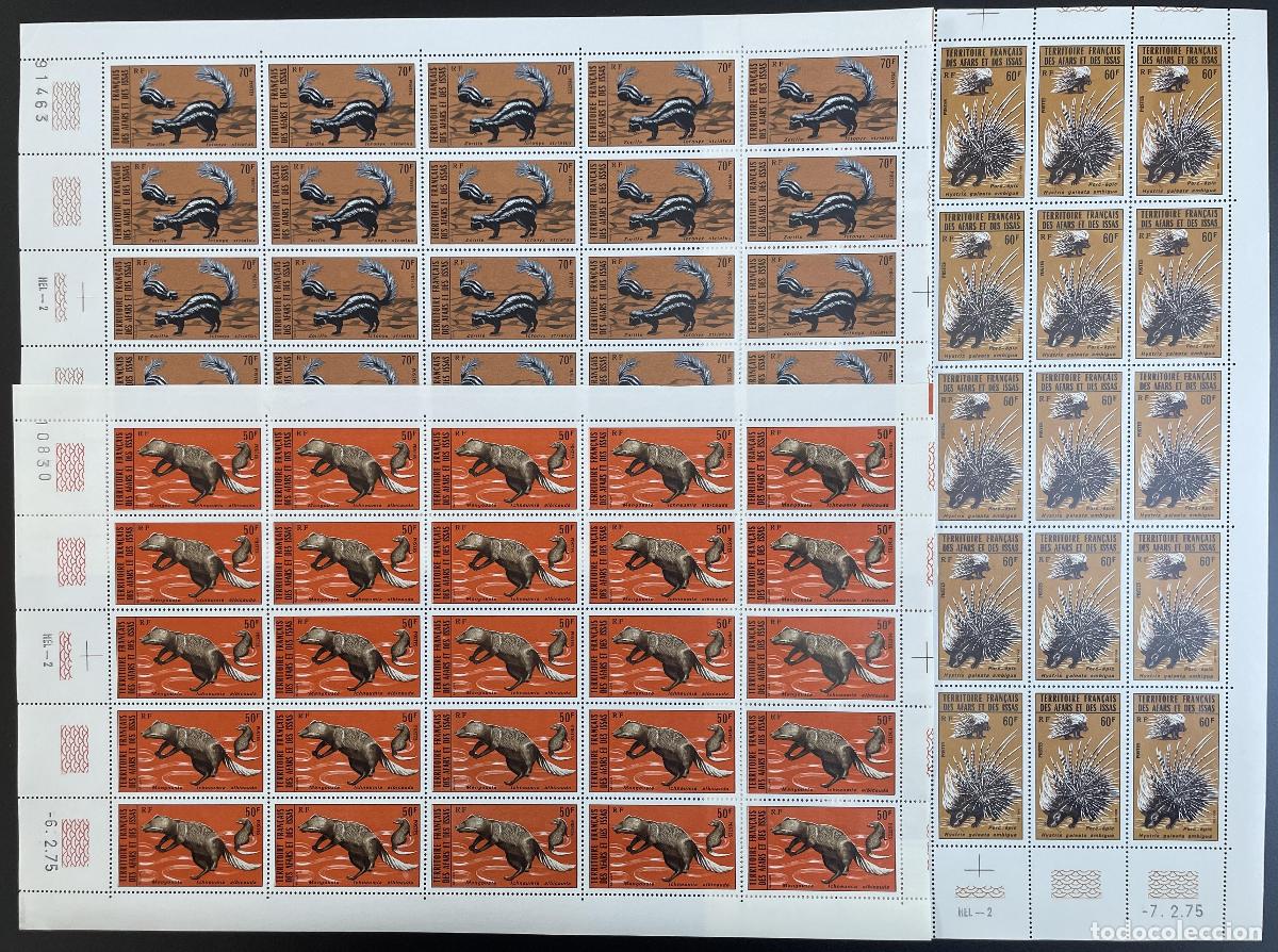 Sellos: Afars and Issas 1975 YT 397-399 tabla fauna mam&iacute;feros puercoesp&iacute;n