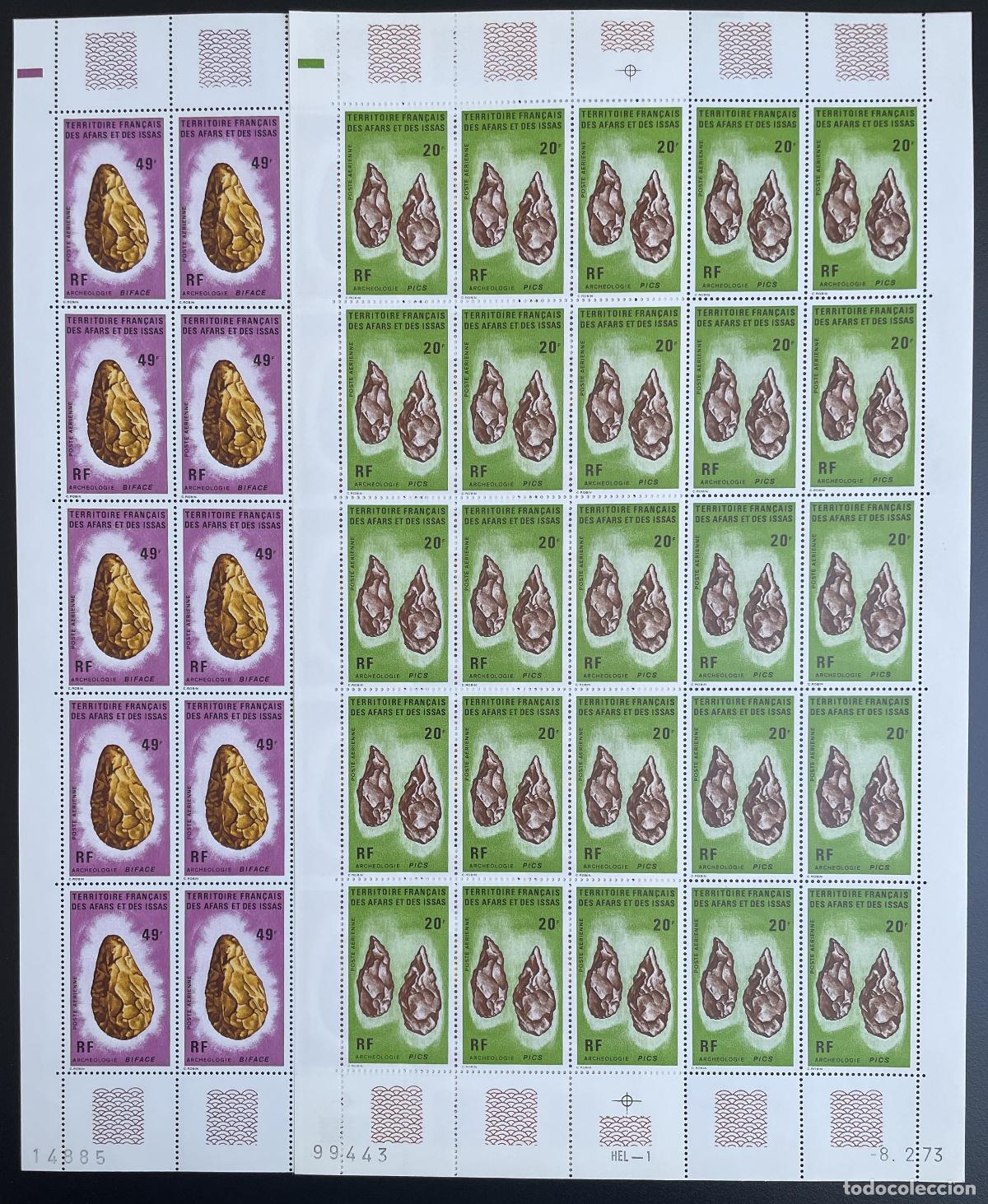Sellos: Afars Issas 1973 YT PA 83-84 tablero conchas moluscos fauna marina