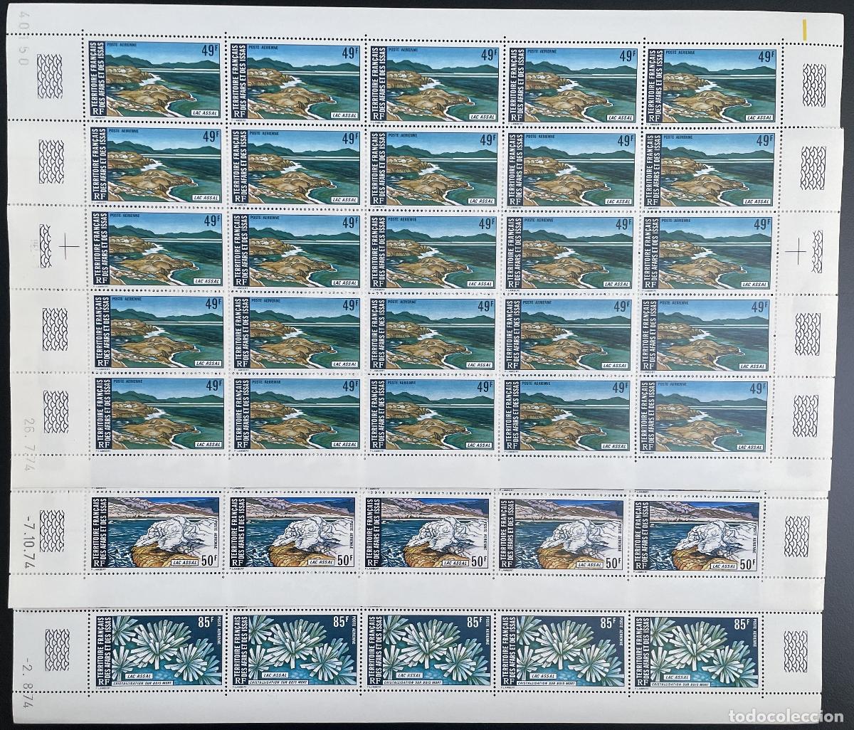 Sellos: L&aacute;mina de cart&oacute;n Afars and Issas 1974 YT PA 102-104 Lake Assal See