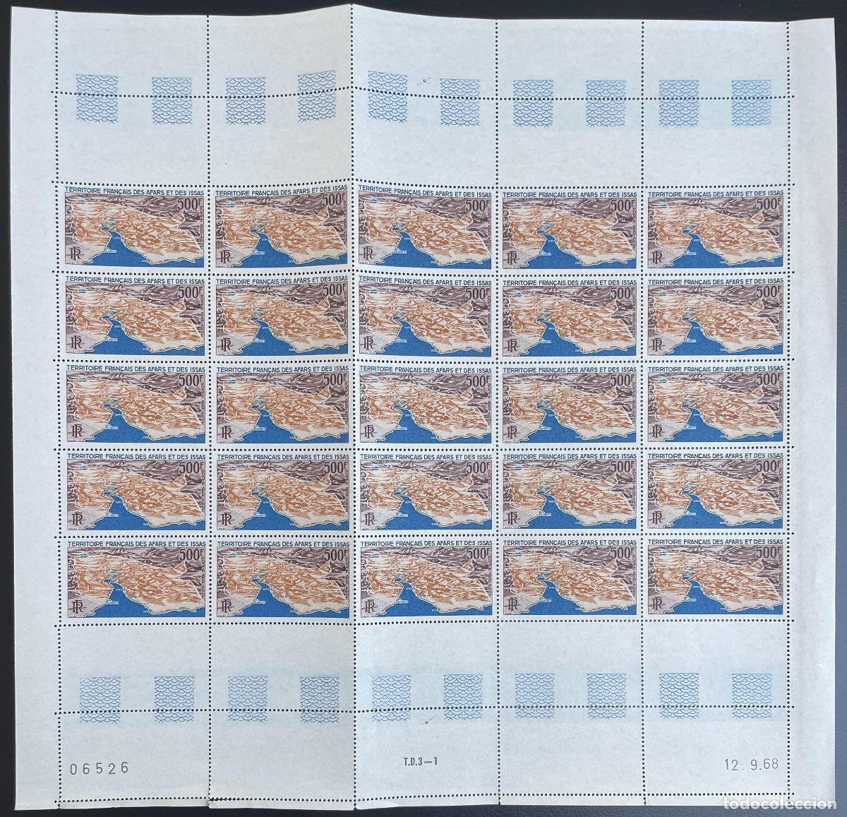 Sellos: Afars and Issas 1968 YT PA 59 hoja de cart&oacute;n mapa geograf&iacute;a topograf&iacute;a