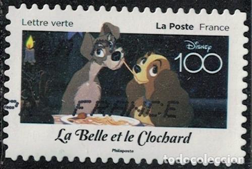 Sellos: France 2023 Oblit&eacute;r&eacute; Used Disney 100 ans d'histoires &agrave; partager La Belle et le Clochard Y&T FR 2321