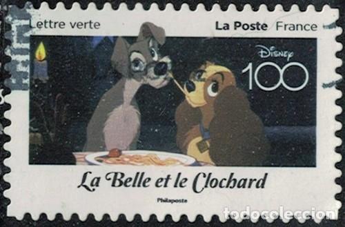 Sellos: France 2023 Oblit&eacute;r&eacute; Used Disney 100 ans d'histoires &agrave; partager La Belle et le Clochard Y&T FR 2321