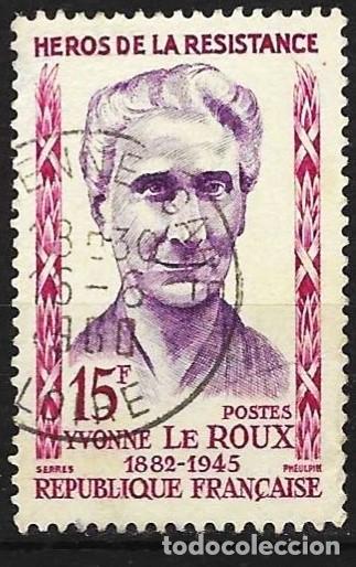 Sellos: Francia 1959 - Mi 1242 - YT 1199 - H&eacute;roes de la Resistencia : Yvonne Le Roux
