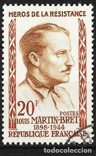 Sellos: Francia 1959 - Mi 1244 - YT 1201 - H&eacute;roes de la Resistencia : Louis Martin-Bret