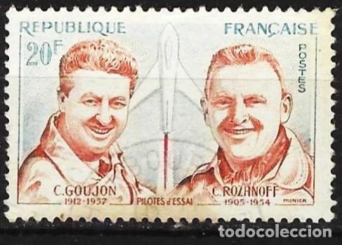 Sellos: Francia 1959 - Mi 1257 - YT 1213 - Aviatores Goujon y Rozanoff