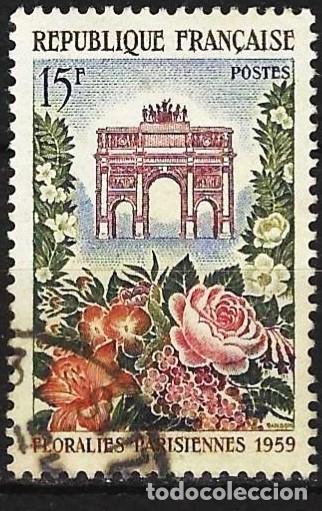 Sellos: Francia 1959 - Mi 1228 - YT 1189 - Exposici&oacute;n floral de Par&iacute;s - Arco del Triunfo del Carrousel