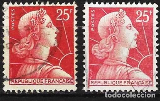 Sellos: Francia 1959 - Mi 1226 - YT 1011C - Marianne de M&uuml;ller ( Variantes de color )