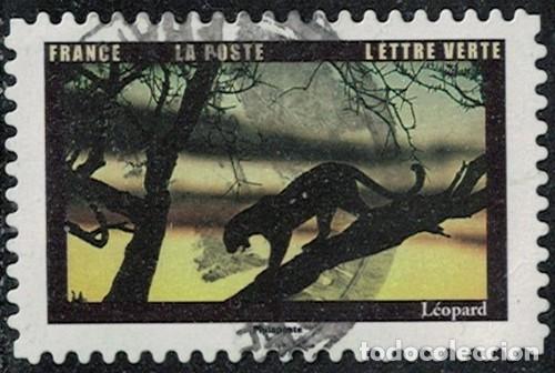 Sellos: Francia 2022 Oblit&eacute;r&eacute; Used Les Animaux au Cr&eacute;puscule L&eacute;opard Y&T 2109 SU