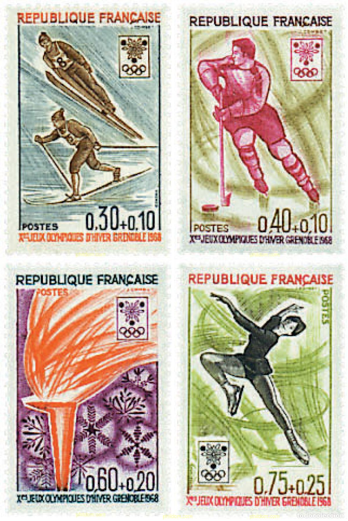 Sellos: 247612 MNH FRANCIA 1968 10 JUEGOS OLIMPICOS INVIERNO GRENOBLE 1968