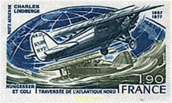 Timbres: 80362 MNH FRANCIA 1977 50 ANIVERSARIO DE LA TRAVESIA DEL ATLANTICO NORTE POR CHARLES LINDBERGH
