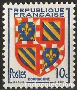 Sellos: Francia 1949 - Mi 846 - YT 834 - Escudo de armas de Borgo&ntilde;a - MNH**