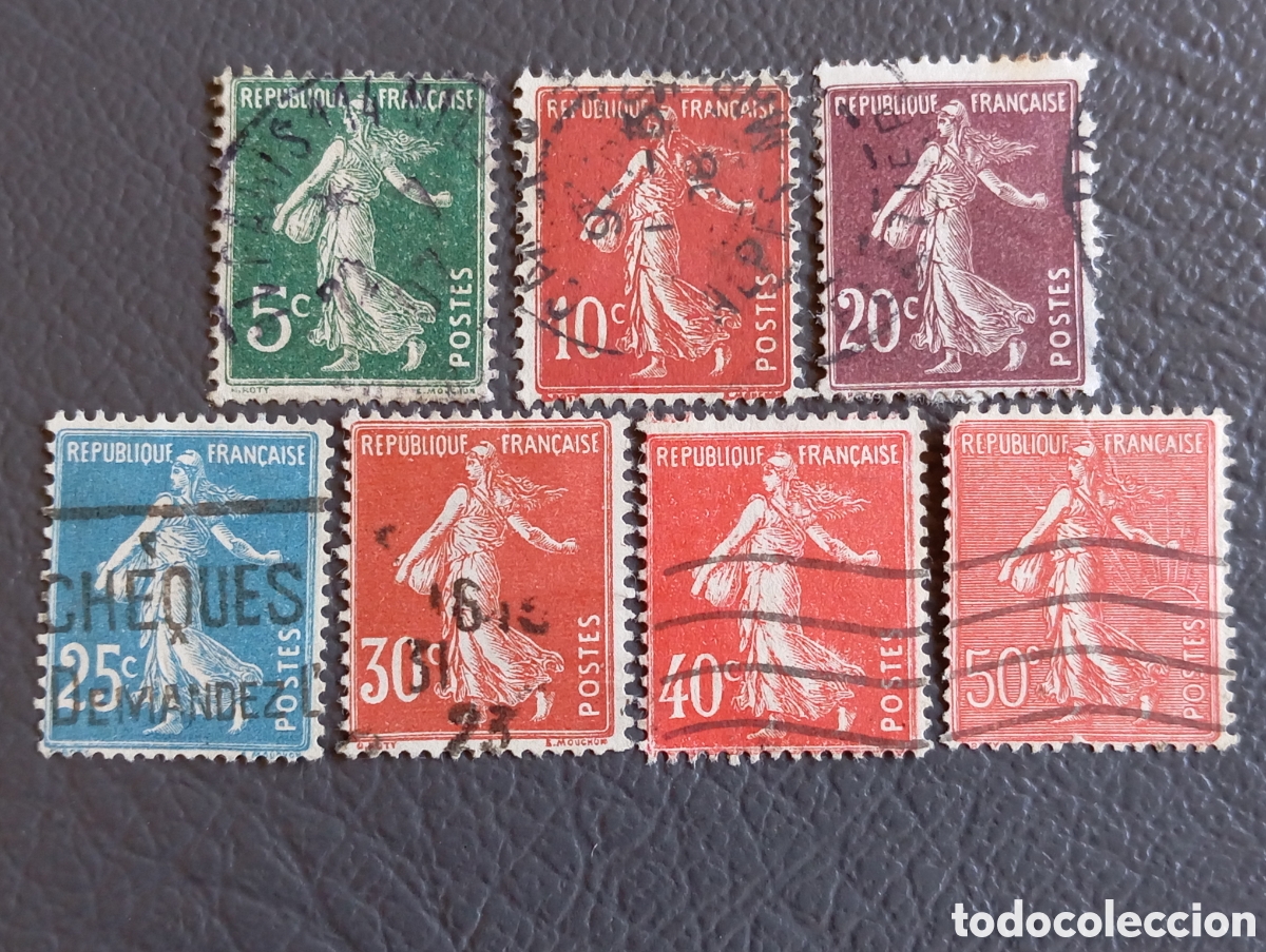 Sellos: FRANCIA 1907-1924 &middot; &rdquo;Semeuse Cam&eacute;e&rdquo; &middot; 7 Valores &middot; Yvert 137-199 &middot; Usados