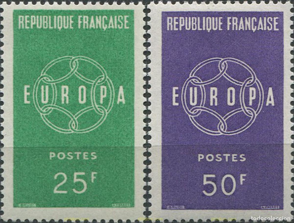 Sellos: 80482 MNH FRANCIA 1959 EUROPA CEPT. CADENA, SIMBOLO DE LA UNION