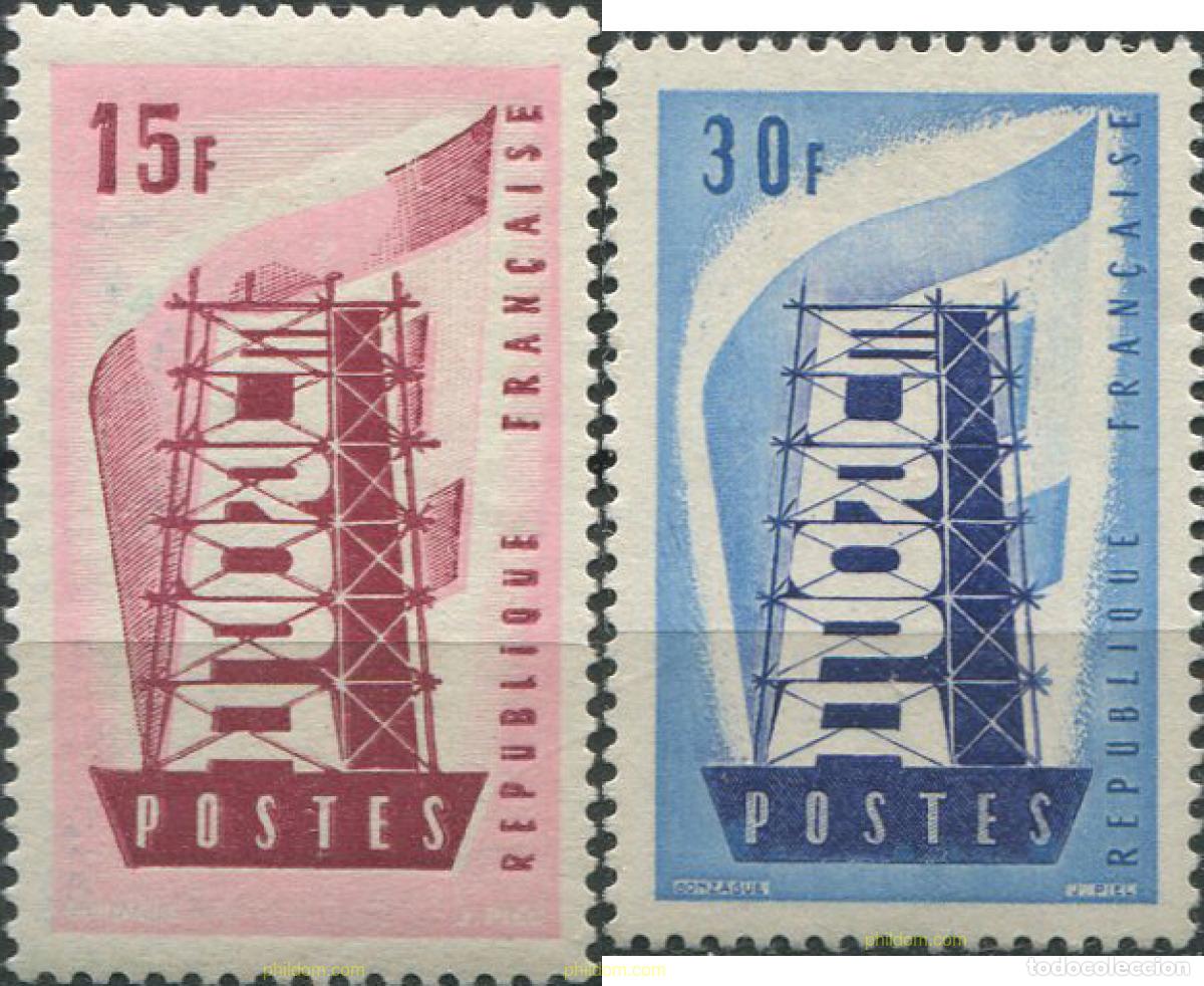 Sellos: 64095 MNH FRANCIA 1956 EUROPA CEPT. RECONSTRUYENDO EUROPA