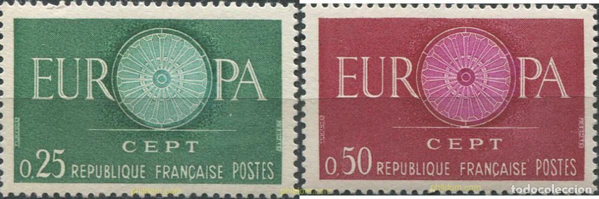 Sellos: 77486 MNH FRANCIA 1960 EUROPA CEPT. RUEDA CON 19 RADIOS