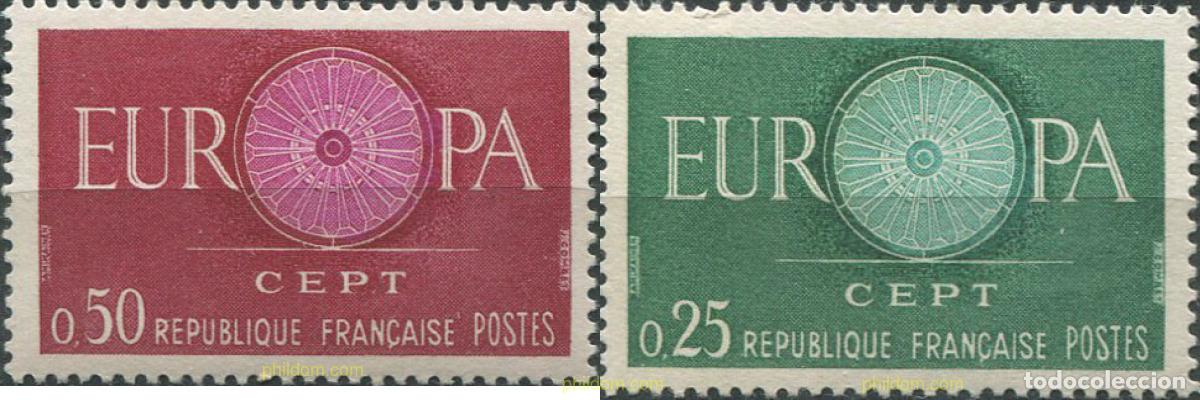 Sellos: 247470 HINGED FRANCIA 1960 EUROPA CEPT. RUEDA CON 19 RADIOS