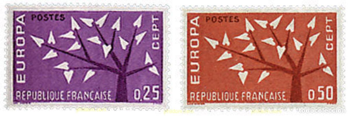 Sellos: 353204 HINGED FRANCIA 1962 EUROPA CEPT. ARBOL CON 19 HOJAS