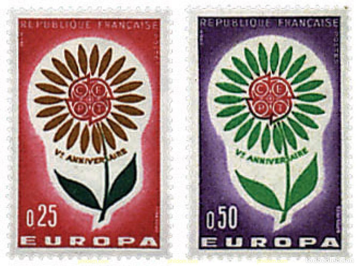 Sellos: 97452 MNH FRANCIA 1964 EUROPA CEPT. MARGARITA CON 22 PETALOS