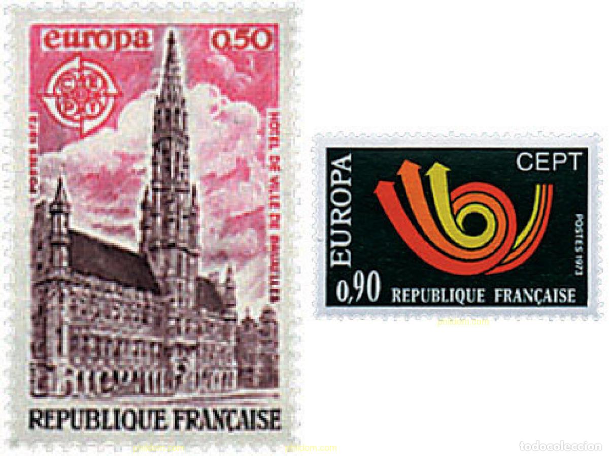 Sellos: 62238 MNH FRANCIA 1973 EUROPA CEPT. CORNETA POSTAL