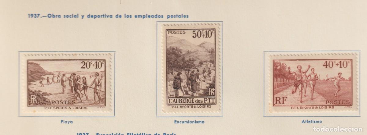 Sellos: France 1937 - Yvert 345/347 mh* con se&ntilde;al de charnela