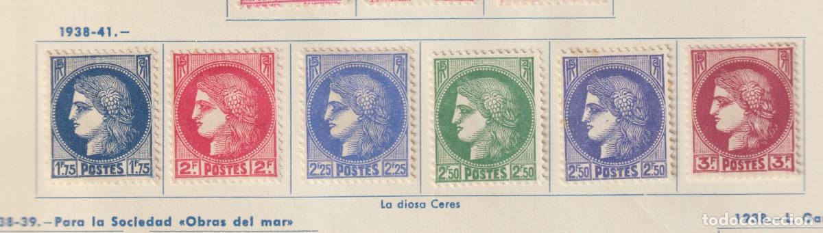 Sellos: France 1938-41 - Yvert 372/376 mh* con se&ntilde;al de charnela