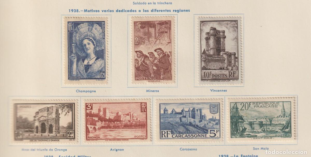 Sellos: France 1938 - Yvert 388/394 mh* con se&ntilde;al de charnela