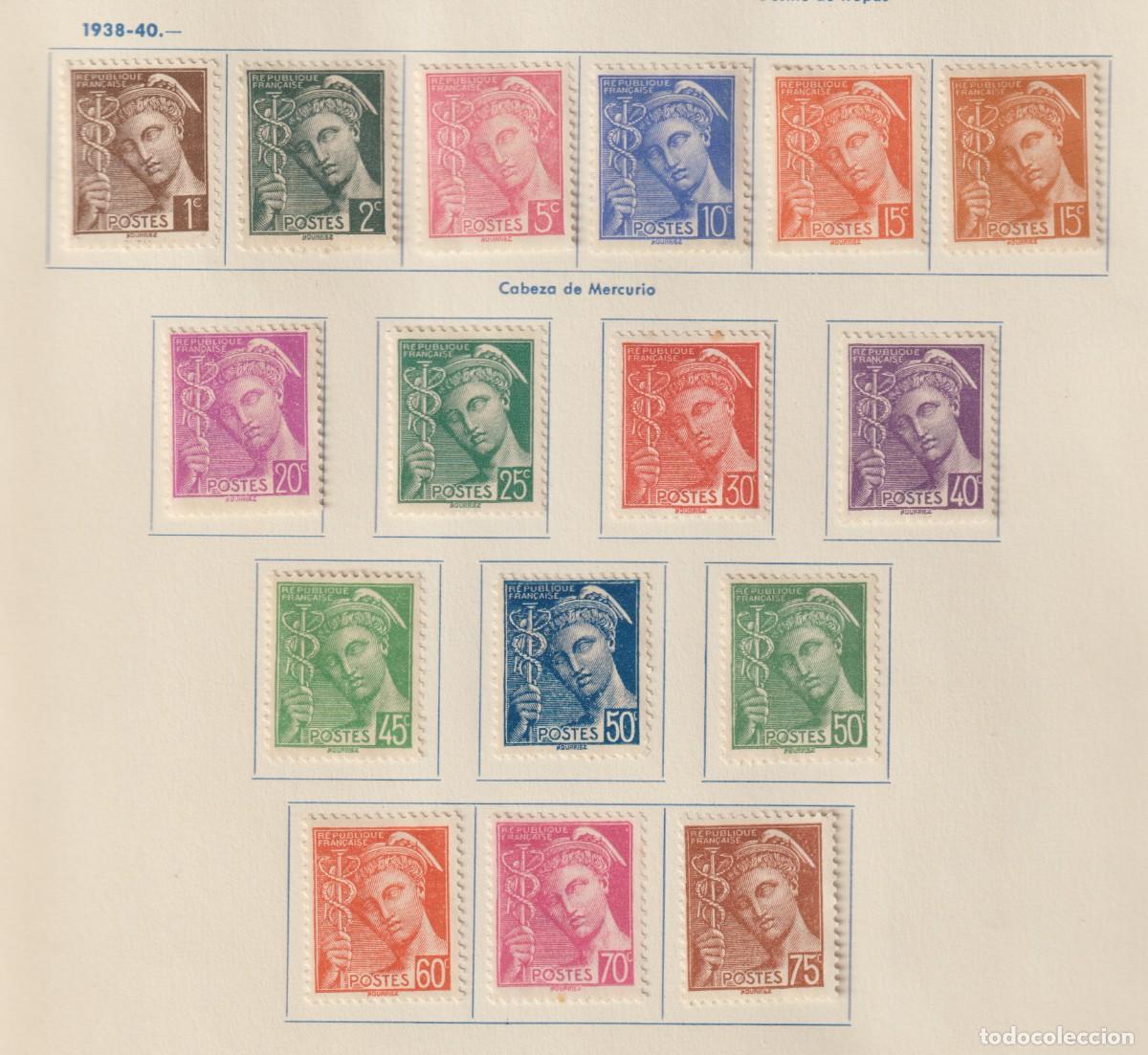 Sellos: France 1938-41 - Yvert 404/416A mh* con se&ntilde;al de charnela