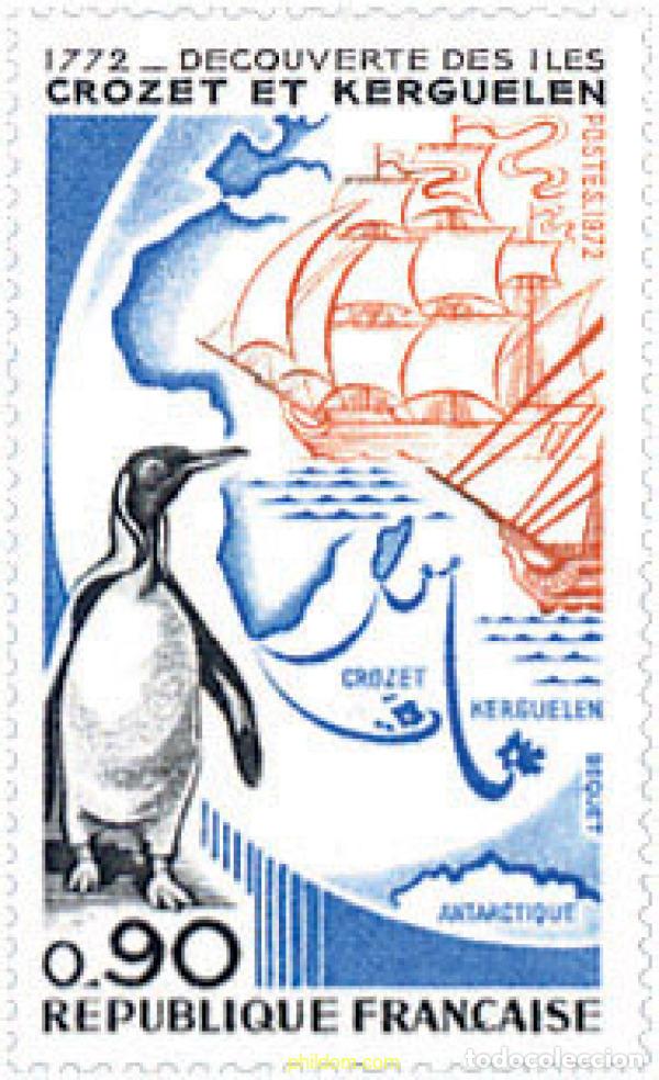 Sellos: 88258 MNH FRANCIA 1972 BICENTENARIO DEL DESCUBRIMIENTO DE LAS ISLAS CROZET Y KERGUELEN