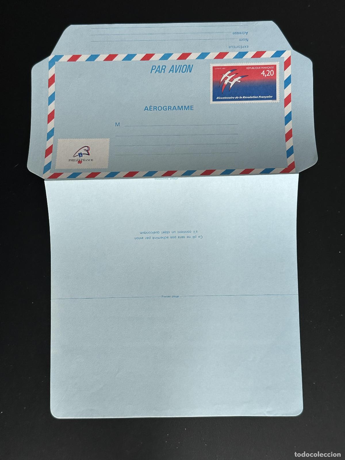 Sellos: Aerogram France 4.20F Bicentenario de la Revoluci&oacute;n Francesa 1989 Nuevo