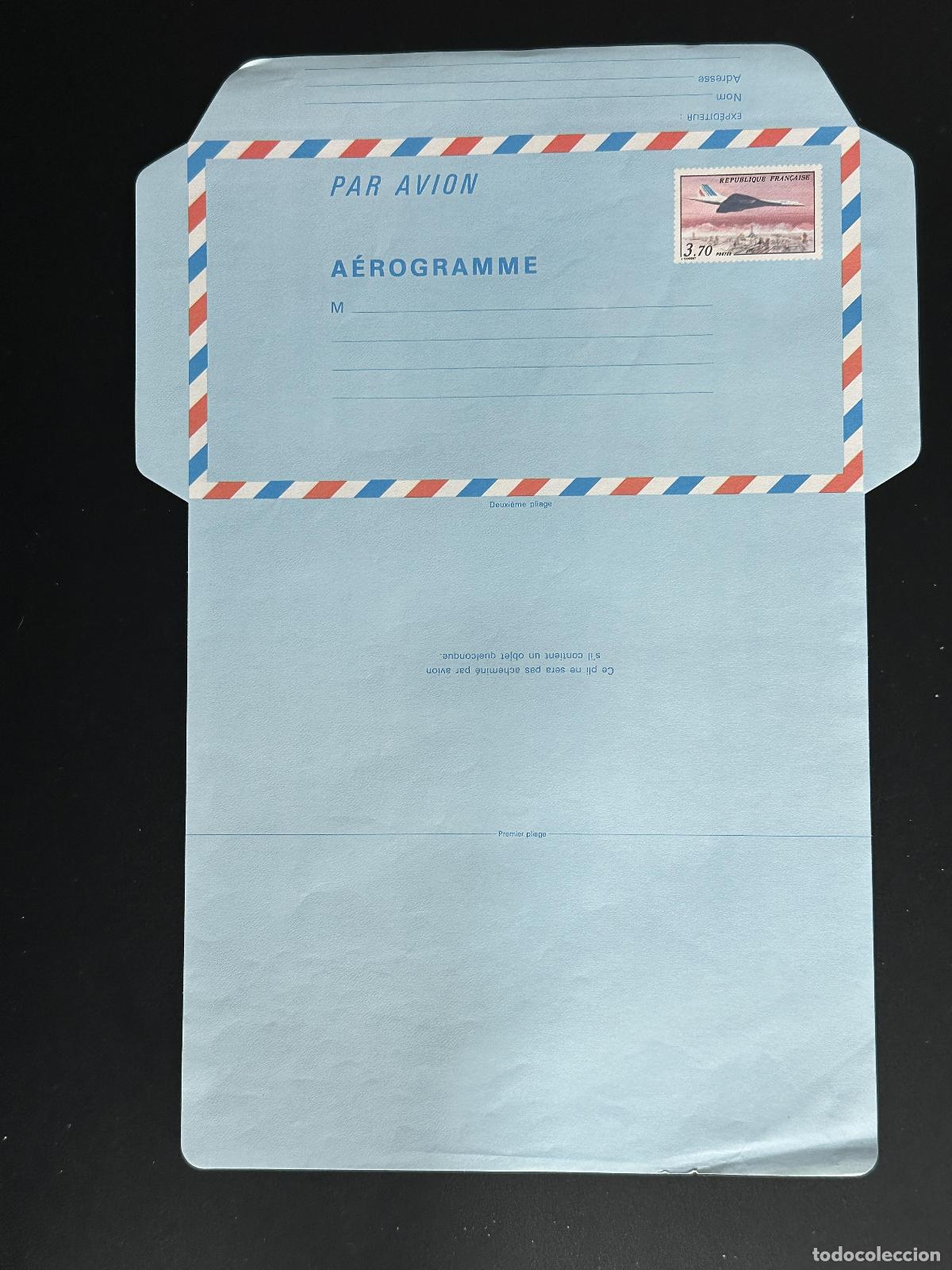 Sellos: Aerogram France PAR AVION 370F Concorde nine - Complete postal