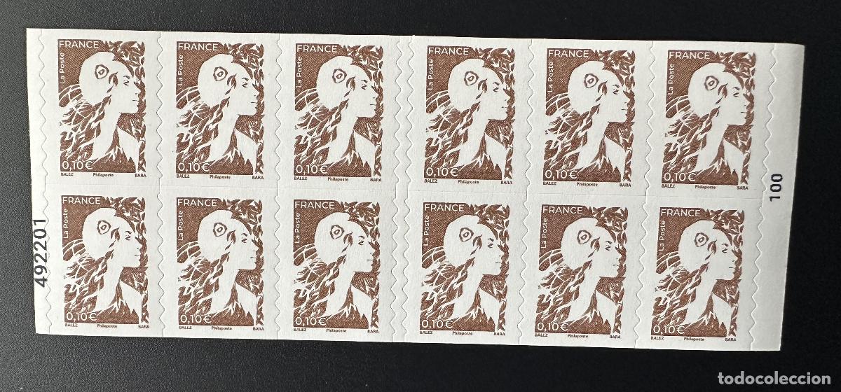Sellos: France 2025 MH Carnet 12 TP Marianne de l'Avenir 0.10&euro; Adhesiva