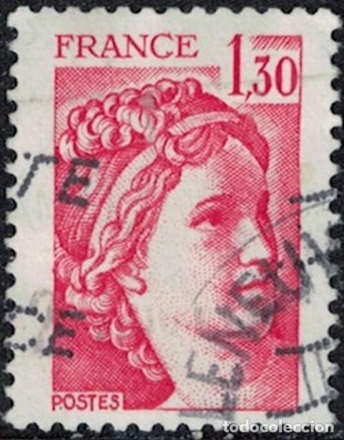 Sellos: Francia 1979 Oblit&eacute;r&eacute; Used Sabine de Gandon 1F30 rouge Y&T FR 2059 SU