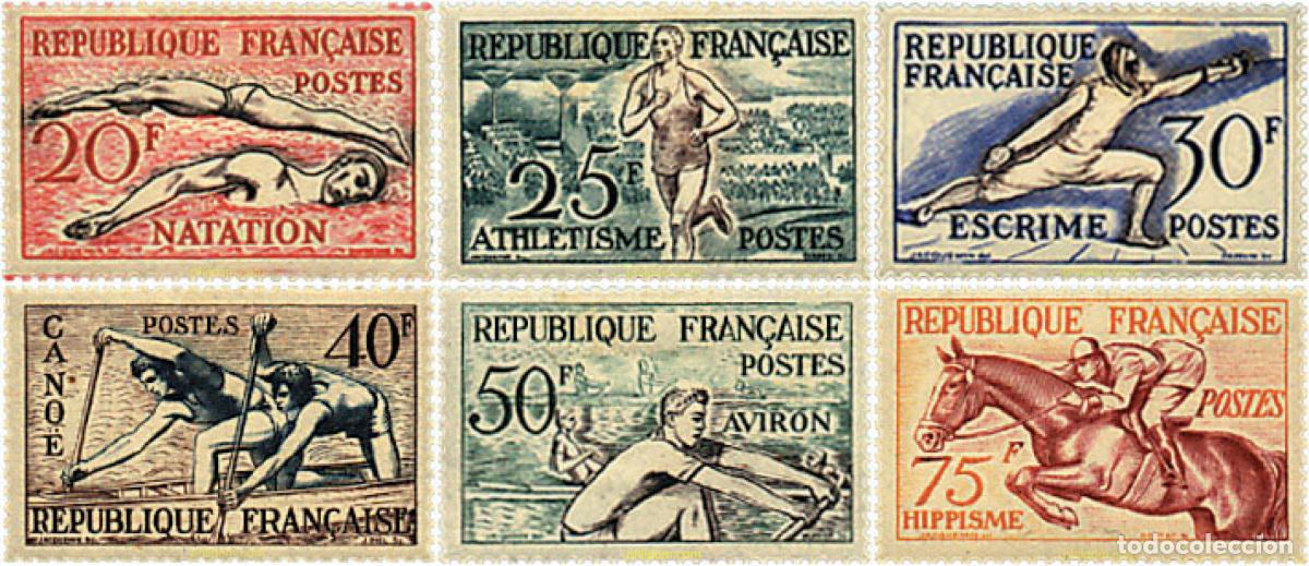 Sellos: 342594 HINGED FRANCIA 1953 15 JUEGOS OLIMPICOS VERANO HELSINKI 1952