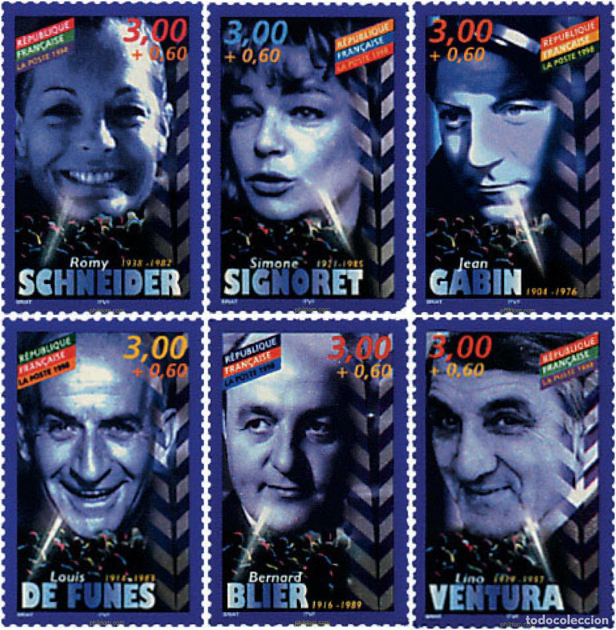 Sellos: 53418 MNH FRANCIA 1998 ACTORES DE CINE FRANCESES