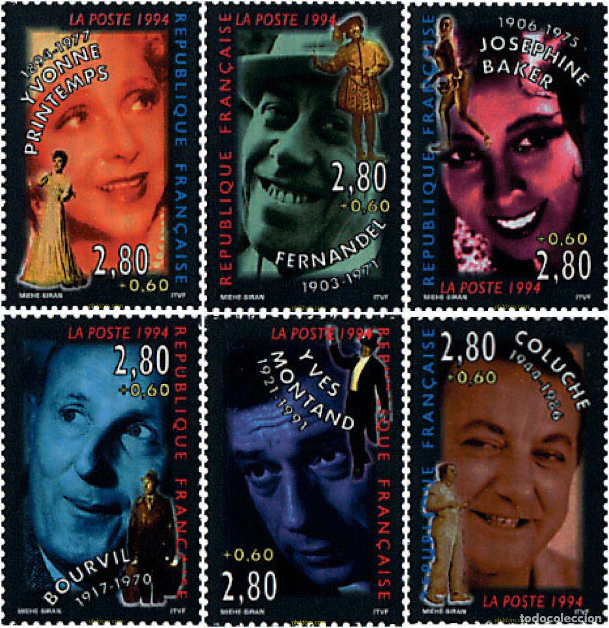 Sellos: 34571 MNH FRANCIA 1994 ACTORES DE CINE