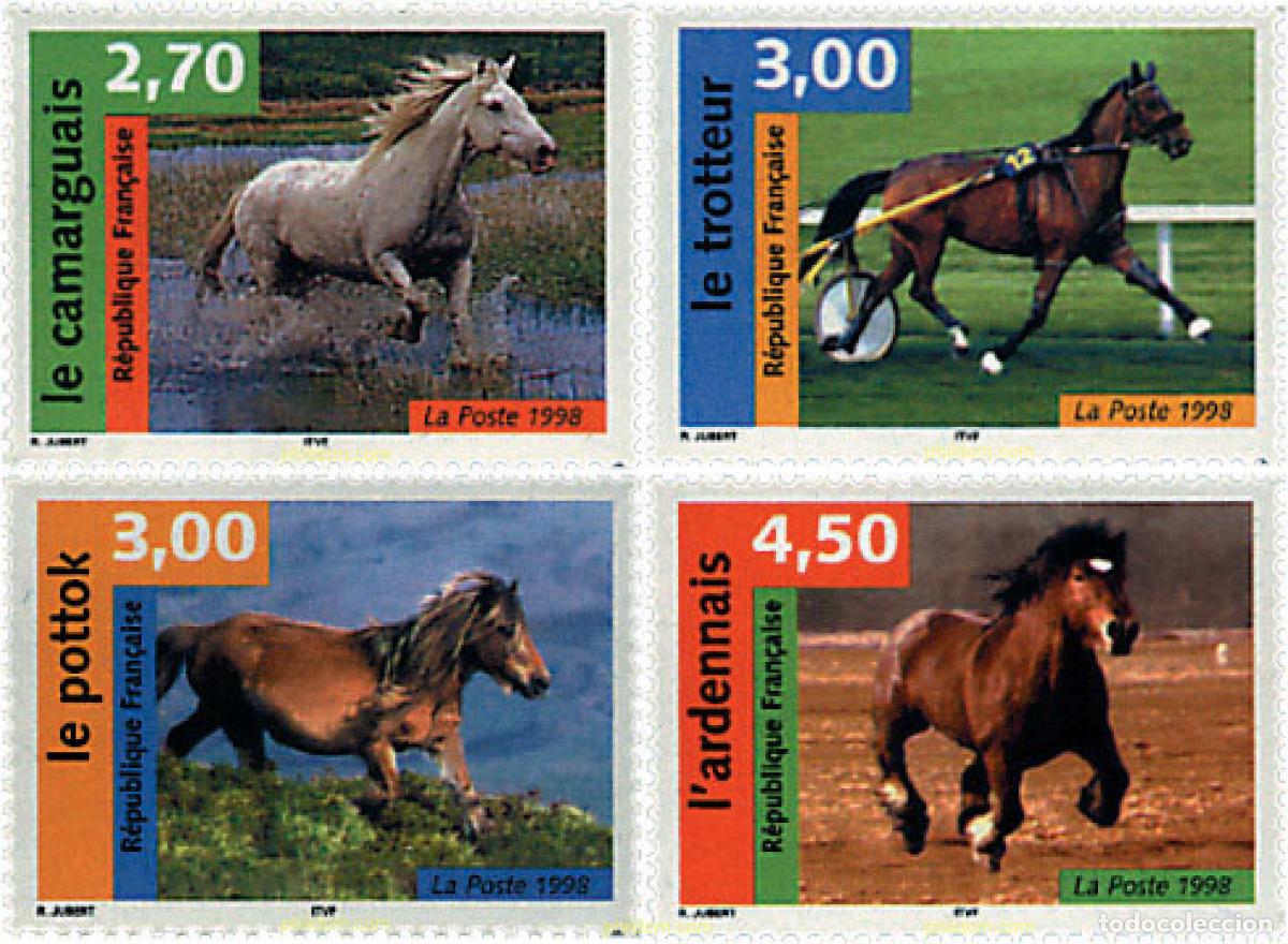 Sellos: 220624 MNH FRANCIA 1998 NATURALEZA DE FRANCIA. CABALLOS