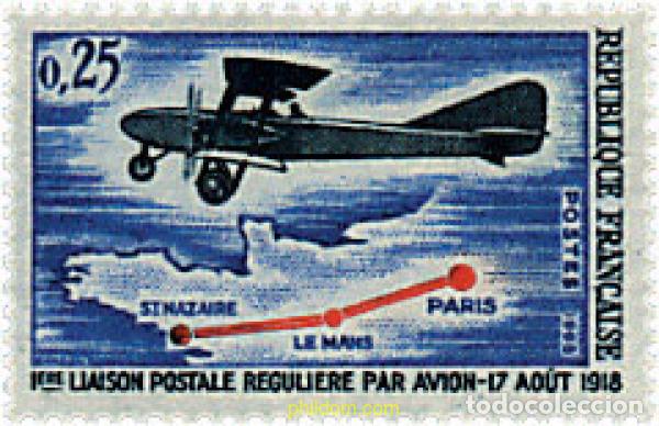 Sellos: 65610 MNH FRANCIA 1968 50 ANIVERSARIO DEL ENLACE POSTAL AEREO PARIS-LE MANS-St. NAZAIRE