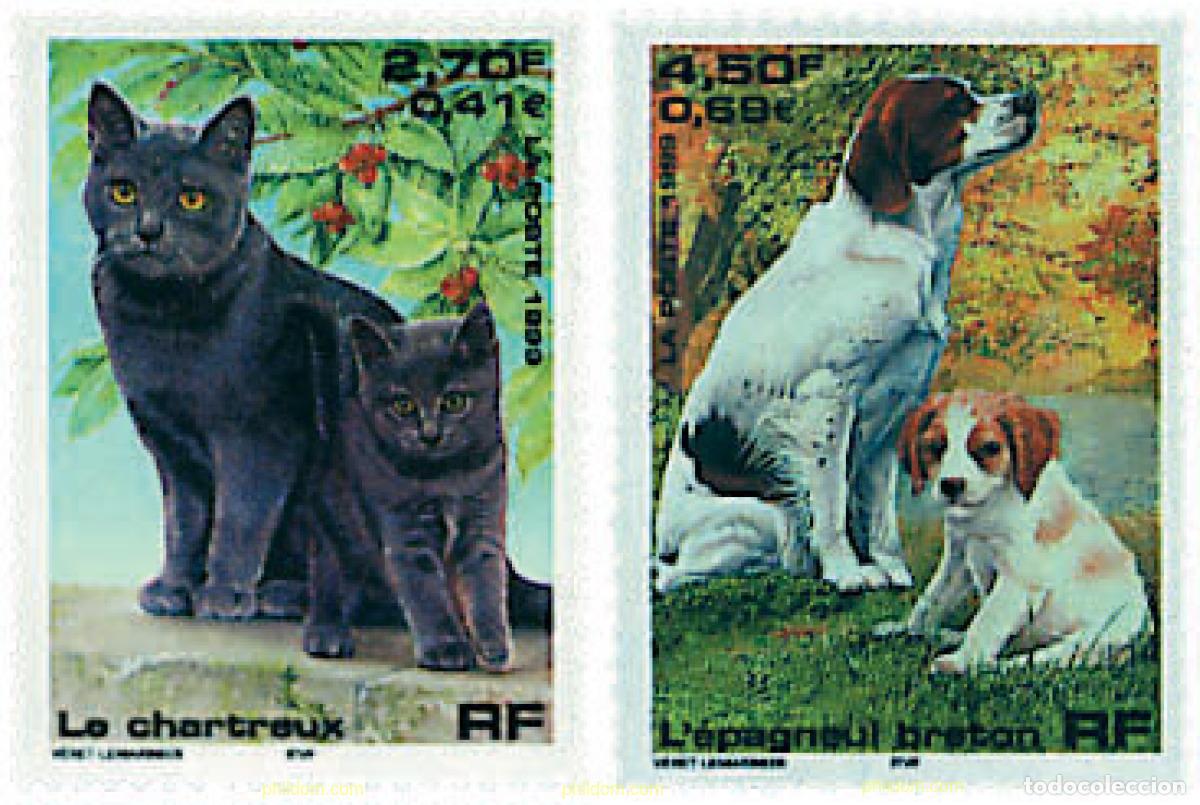 Sellos: 248720 MNH FRANCIA 1999 PERROS Y GATOS