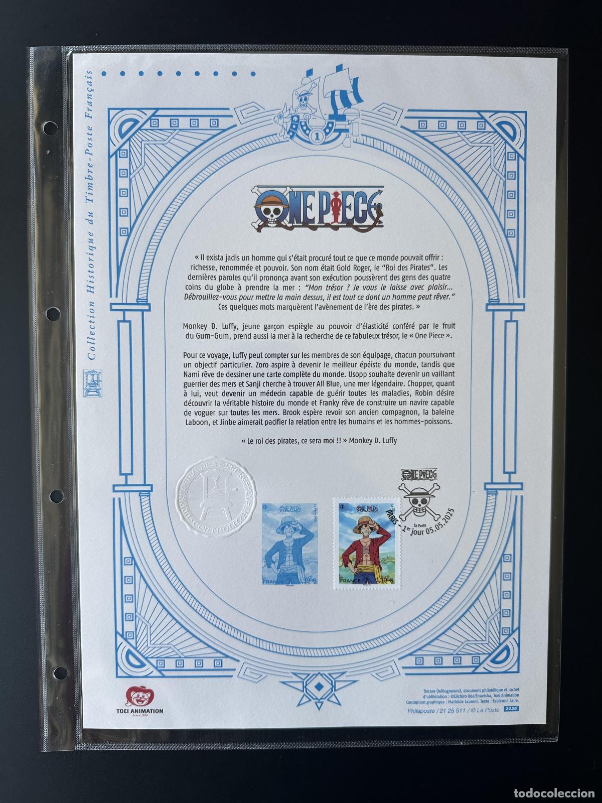 Sellos: Documento filat&eacute;lico oficial de Francia 2025 One Piece Luffy