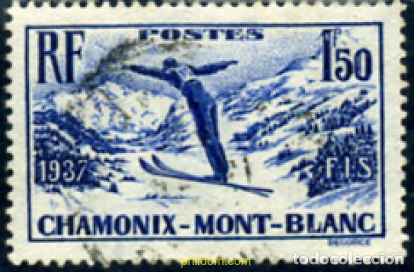 Sellos: 248679 USED FRANCIA 1937 CAMPEONATOS INTERNACIONALES DE ESQUI EN CHAMONIX