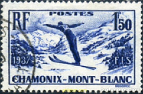 Sellos: 355467 USED FRANCIA 1937 CAMPEONATOS INTERNACIONALES DE ESQUI EN CHAMONIX