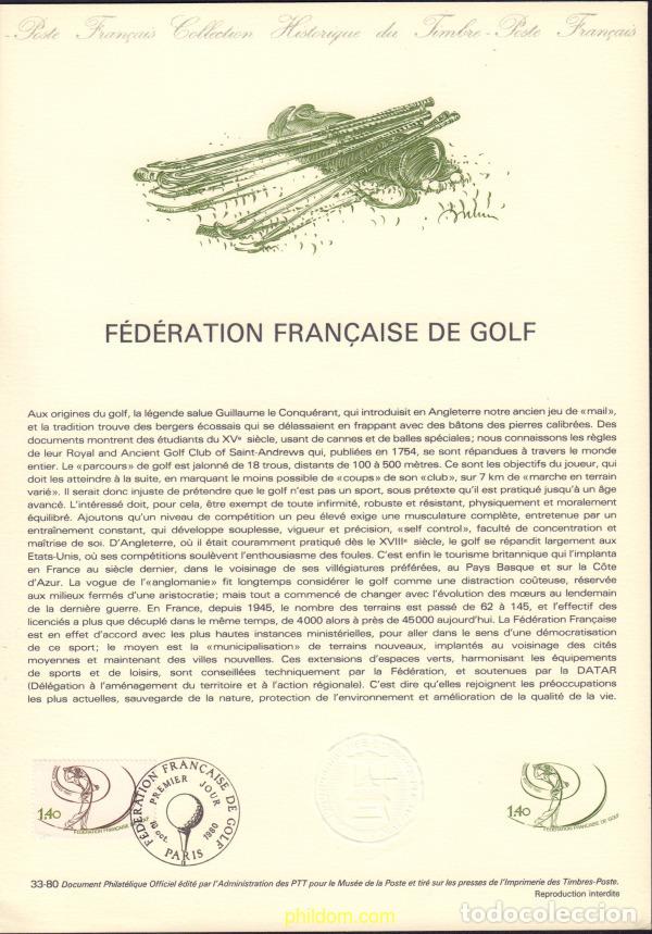 Sellos: 375477 MNH FRANCIA 1980 FEDERACION FRANCESA DE GOLF