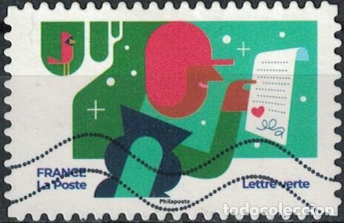 Sellos: Francia 2023 Oblit&eacute;r&eacute; Used Les Timbres qui nous rapprochent Cinqui&egrave;me timbre rang&eacute;e du haut