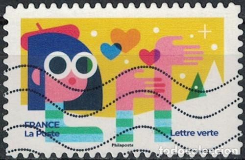 Sellos: Francia 2023 Oblit&eacute;r&eacute; Used Les Timbres qui nous rapprochent Troisi&egrave;me timbre rang&eacute;e du haut