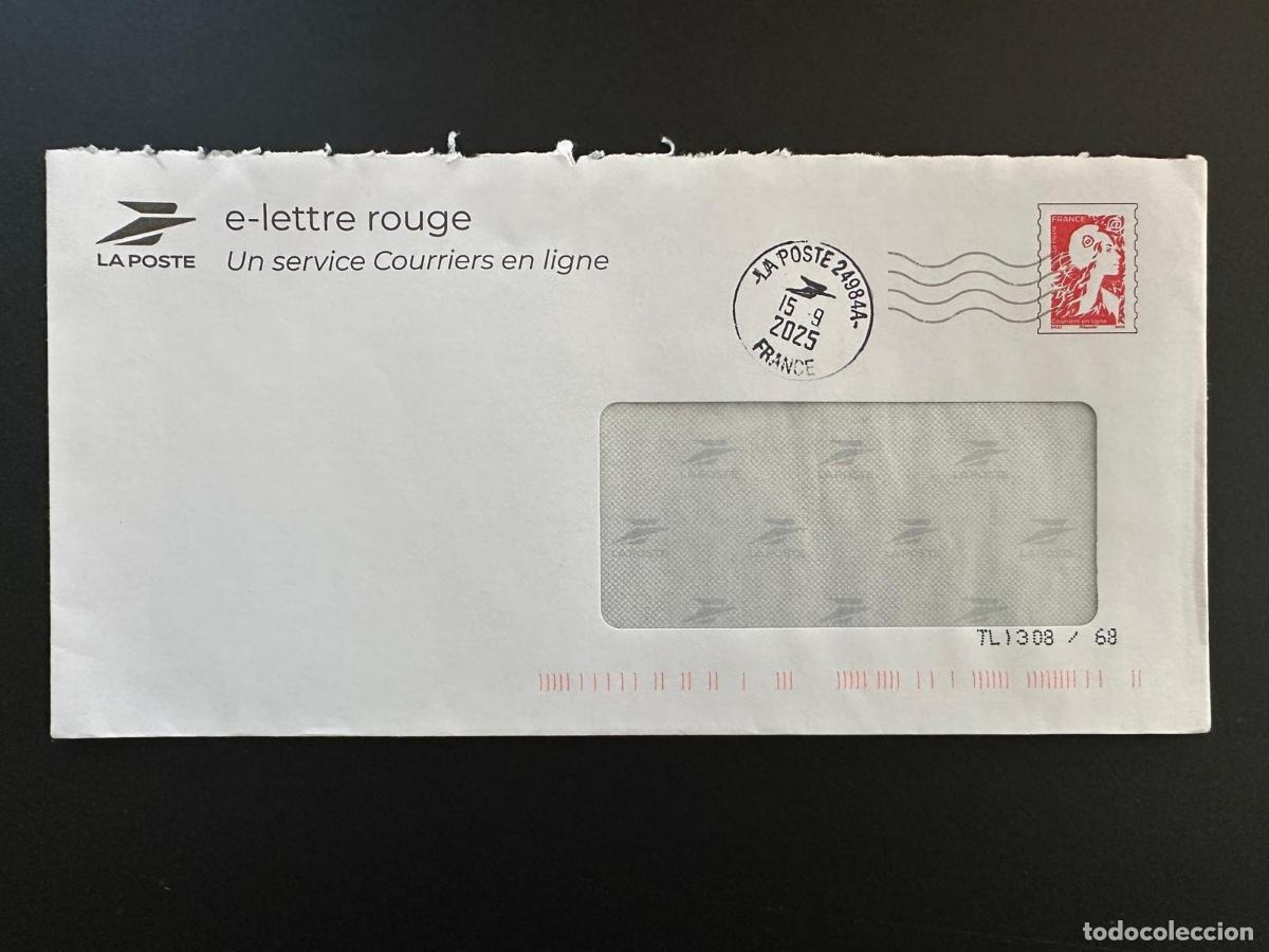 Sellos: Carta electr&oacute;nica PAP lista para enviar por correo Francia Roja Marianne del Futuro 23 x 11,5 cm