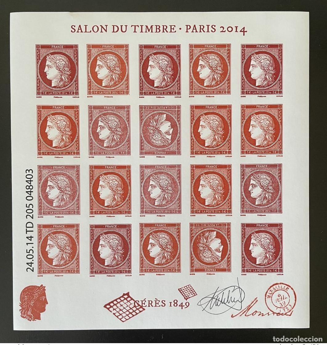 Sellos: Francia 2014 YT F4871 Bloque de hoja firmada ELSA CATELIN C&eacute;r&egrave;s 1849 Barre
