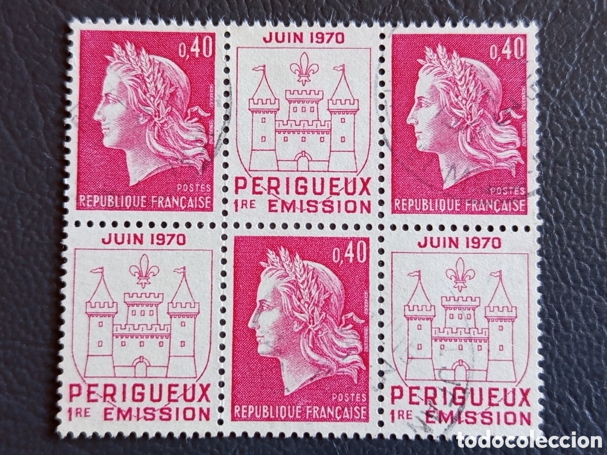 Sellos: Francia 1970 Marianne Cheffer P&eacute;rigueux Yvert 1643 Bloque 6 Usado