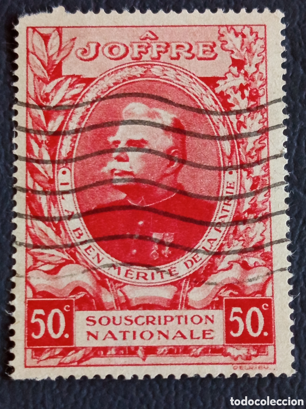 Sellos: Francia 1929 Vignette Joffre Vainqueur Marne Souscription 50c Rojo